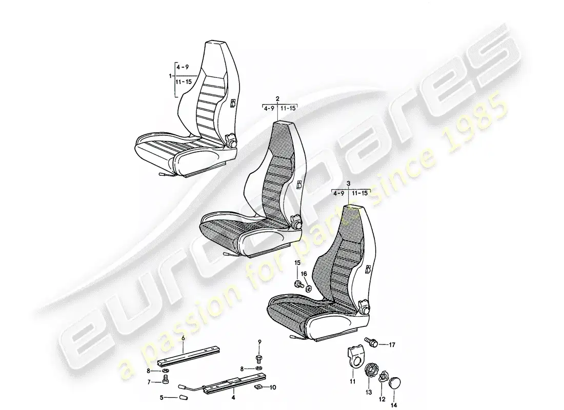 un diagrama de piezas del catálogo de piezas porsche 911