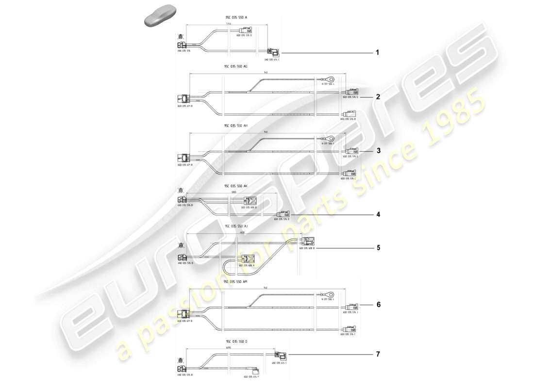 diagrama de pieza que contiene el número de pieza 95c035550ag
