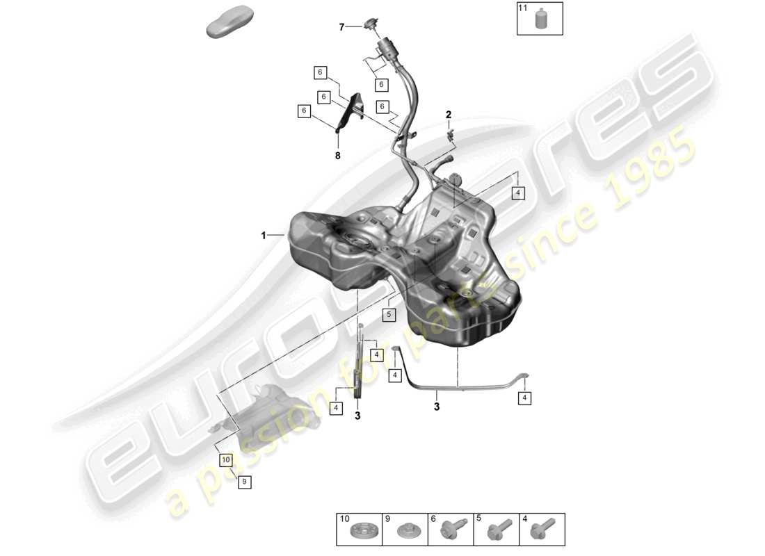 un diagrama de piezas del catálogo de piezas porsche 2026 (panamera 976)