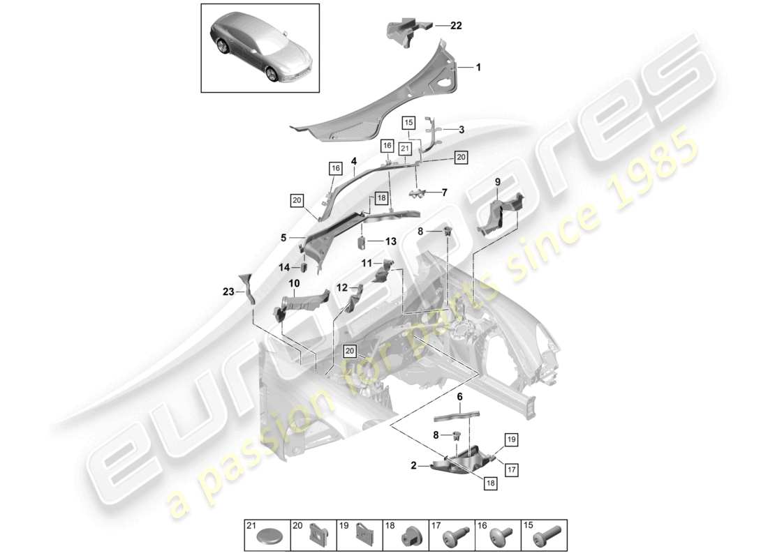 un diagrama de piezas del catálogo de piezas porsche panamera