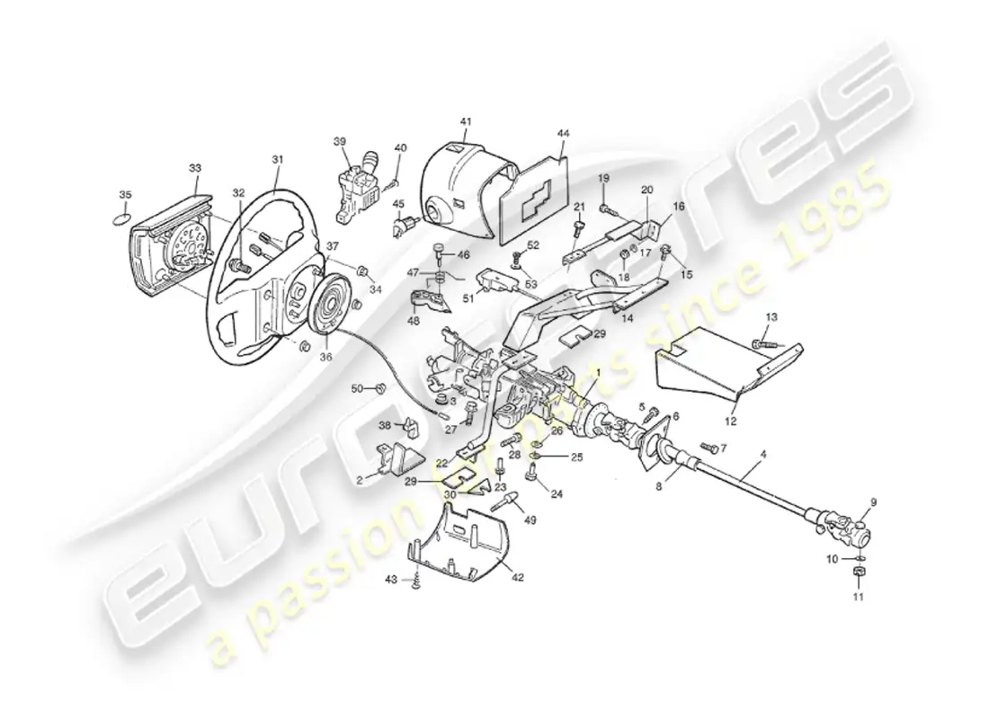 aston martin v8 virage (1999) columna de dirección, 1993 en diagrama de piezas