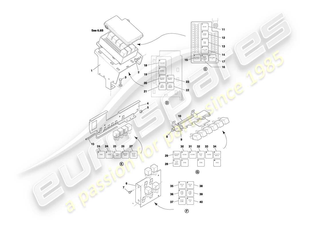 un diagrama de piezas del catálogo de piezas aston martin db7 vantage (2003)