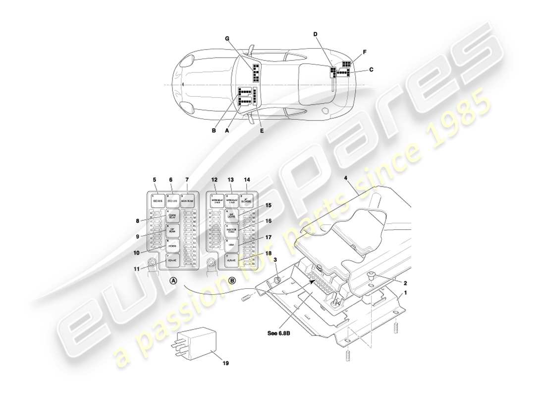 un diagrama de piezas del catálogo de piezas aston martin db7 vantage (2001)