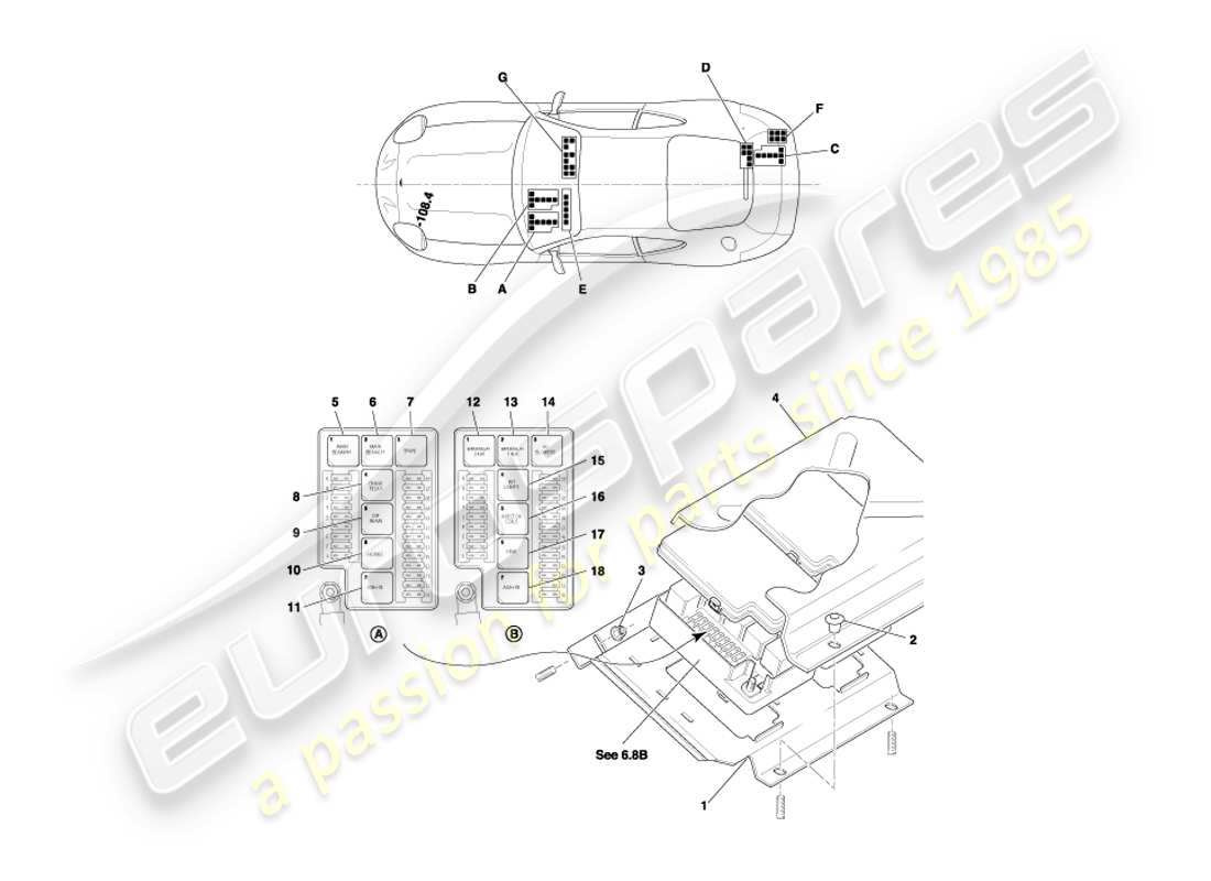 un diagrama de piezas del catálogo de piezas aston martin db7 vantage (2001)