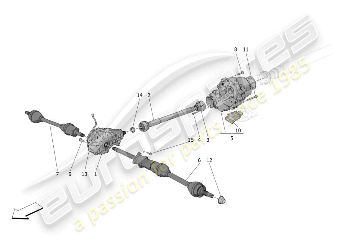 maserati grecale gt (2023) transmisión de ruedas delanteras diagrama de piezas