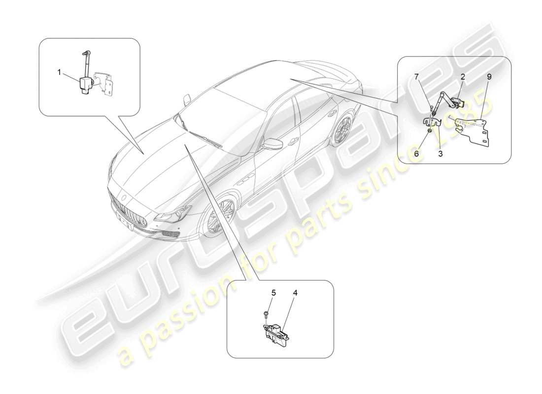 maserati quattroporte (2018) diagrama de piezas de control del sistema de iluminación