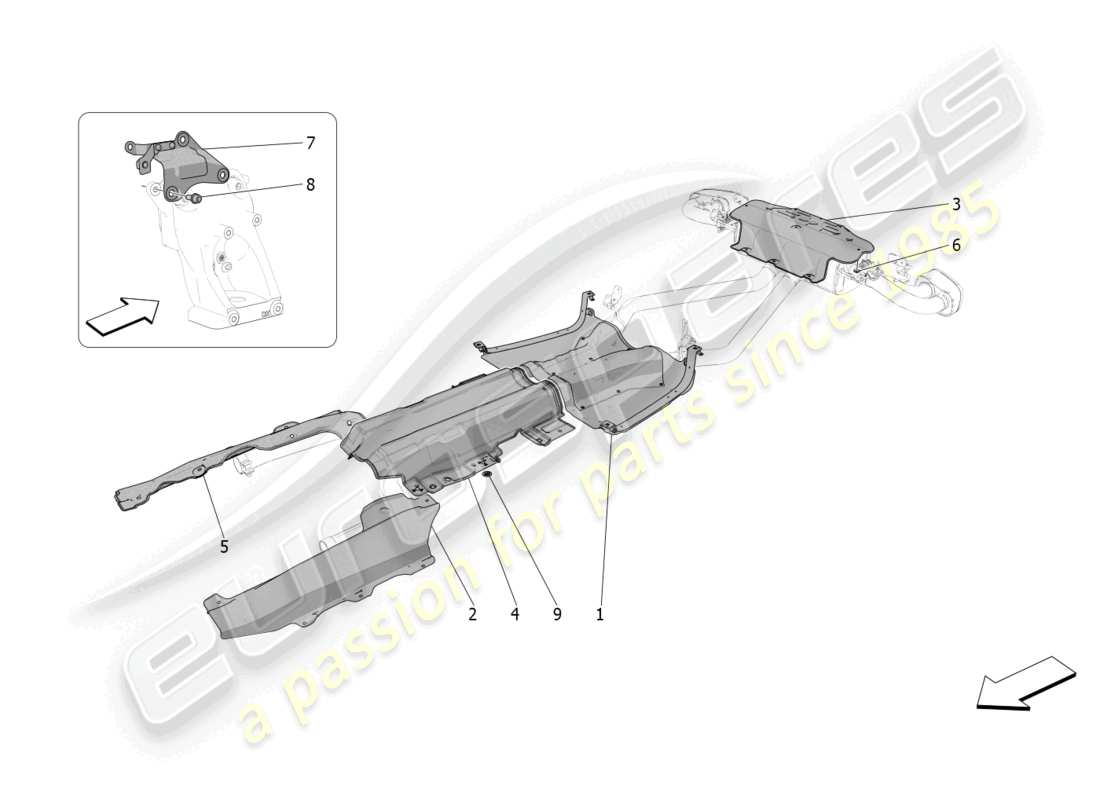 maserati grecale trofeo (2023) paneles aislantes térmicos diagrama de piezas
