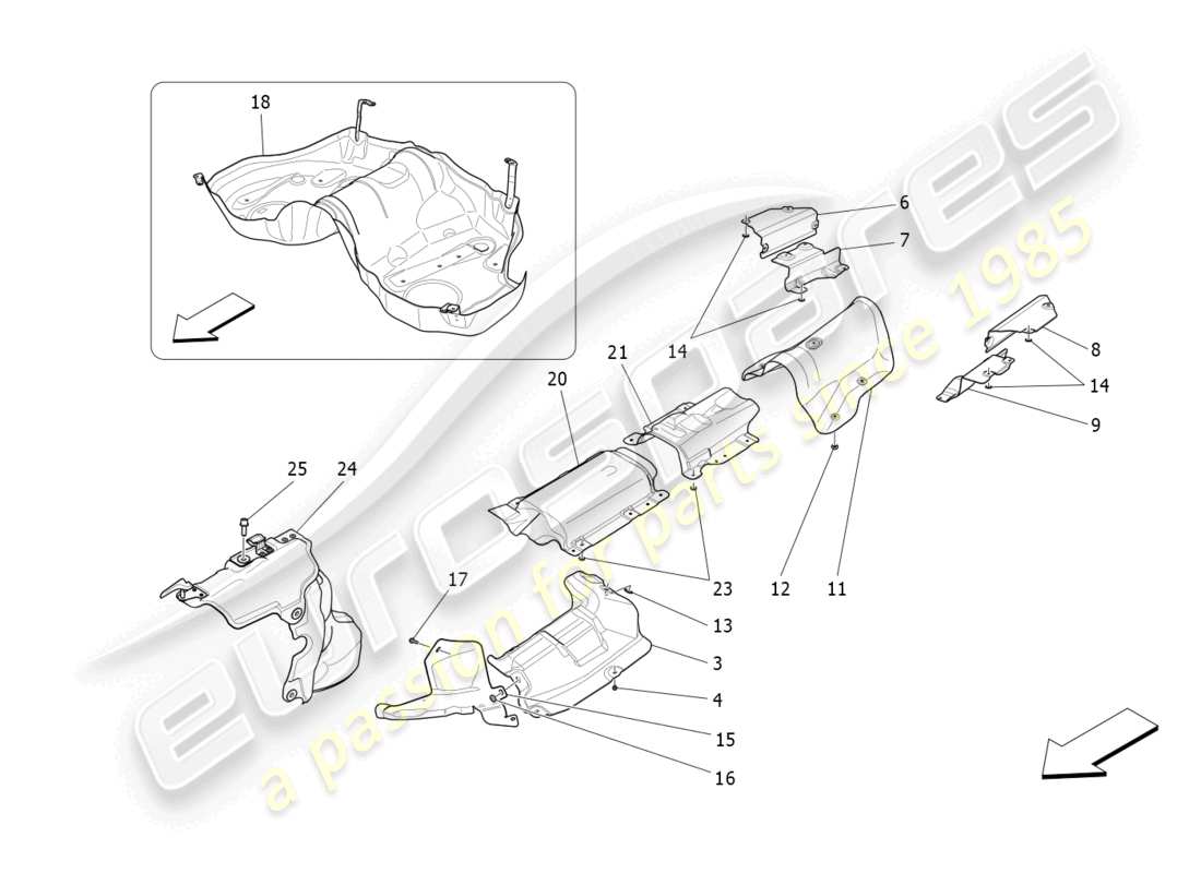 maserati ghibli fragment (2022) paneles aislantes térmicos diagrama de piezas