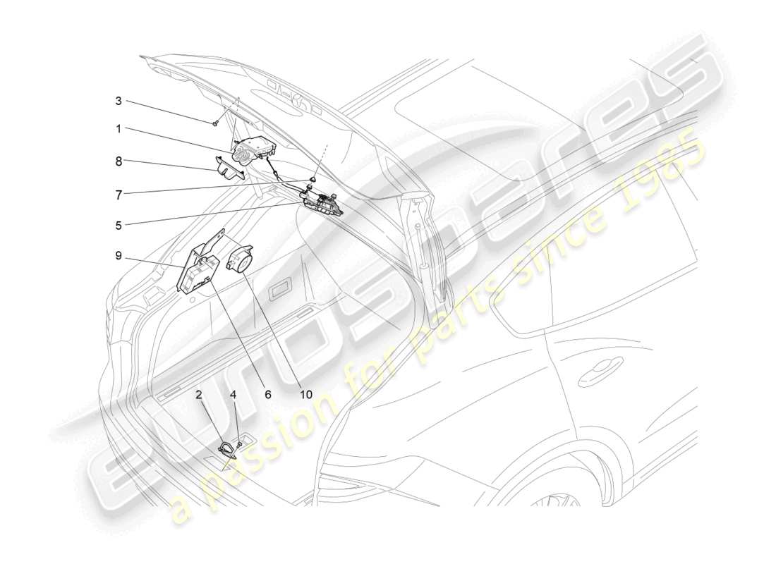 maserati levante tributo (2021) diagrama de piezas del control de apertura de la portón levantadora trasera