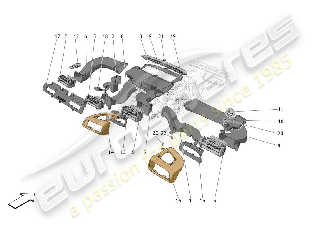 maserati mc20 (2022) unidad de a/c: difusión diagrama de piezas