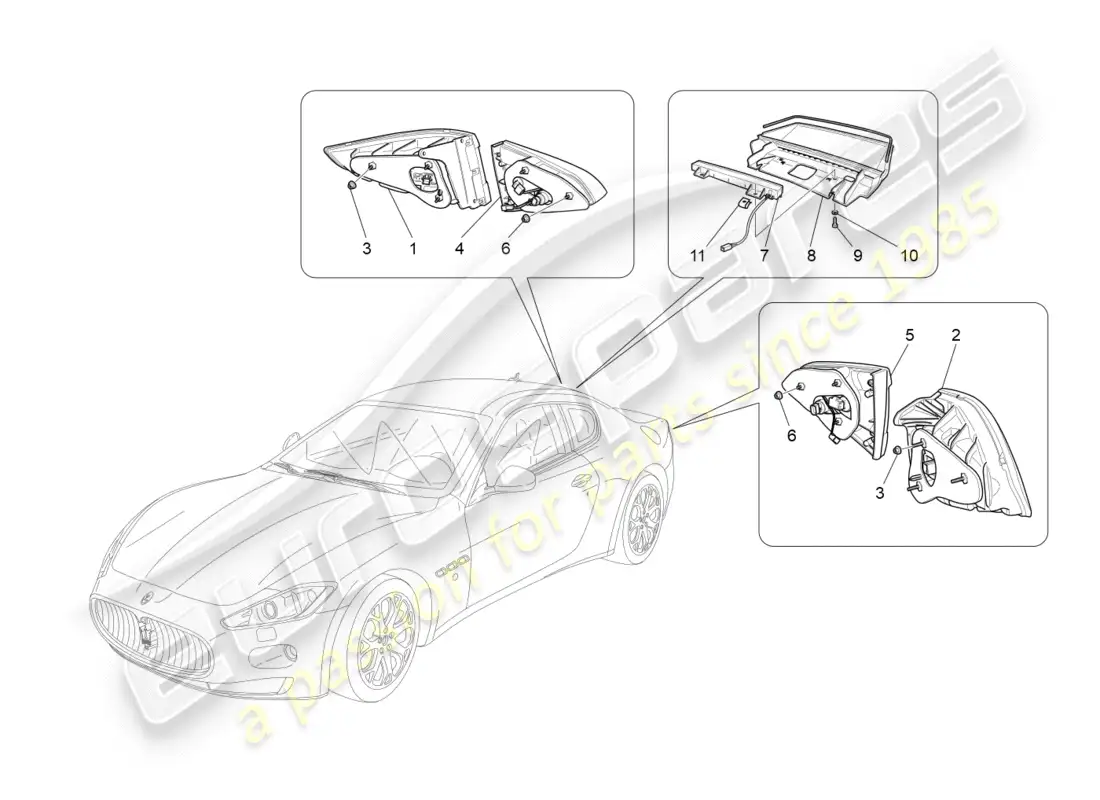 maserati granturismo (2009) grupos de luces traseras diagrama de piezas