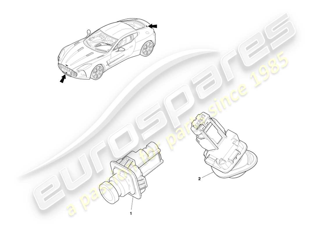 aston martin one-77 (2011) diagrama de piezas de los sensores de ayuda al estacionamiento