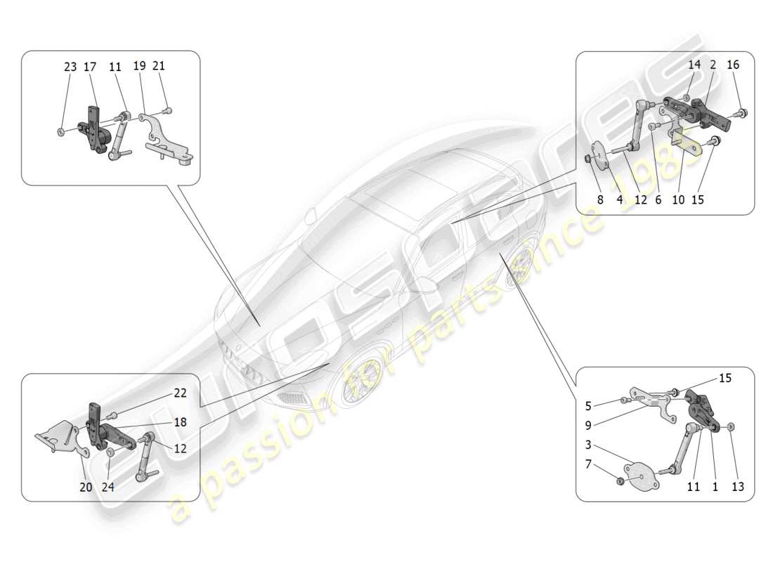 maserati grecale trofeo (2023) control del sistema de iluminación diagrama de piezas