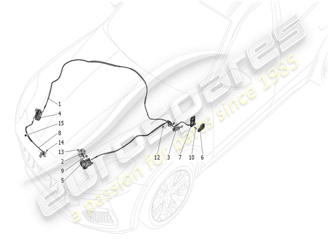 maserati grecale modena (2023) botón de apertura de tapa frontal diagrama de piezas