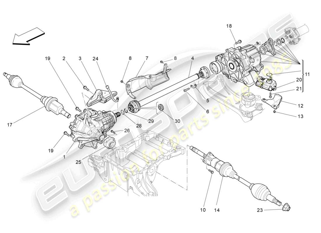 maserati levante trofeo (2020) transmisión de ruedas delanteras diagrama de piezas