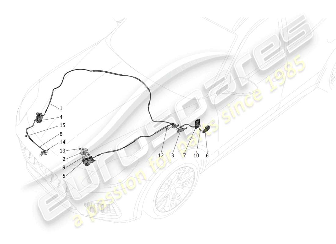 maserati grecale trofeo (2023) botón de apertura de tapa frontal diagrama de piezas