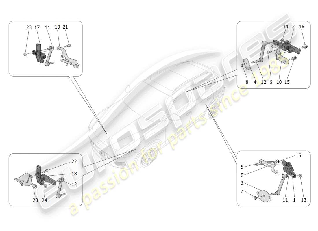 maserati grecale gt (2023) diagrama de piezas de control del sistema de iluminación