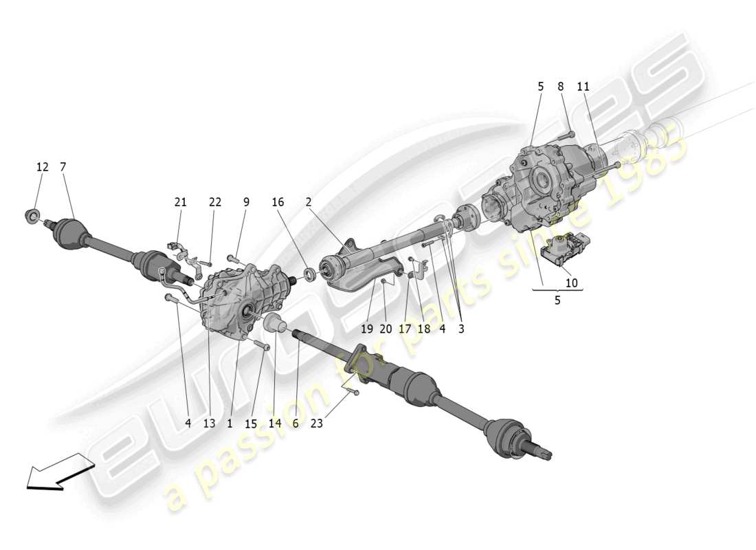 maserati grecale trofeo (2023) transmisión de ruedas delanteras diagrama de piezas