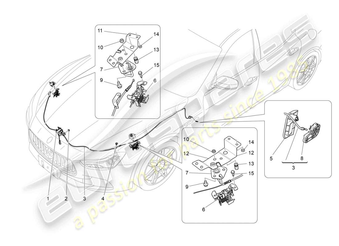 maserati ghibli fragment (2022) diagrama de piezas del botón de apertura de la tapa frontal