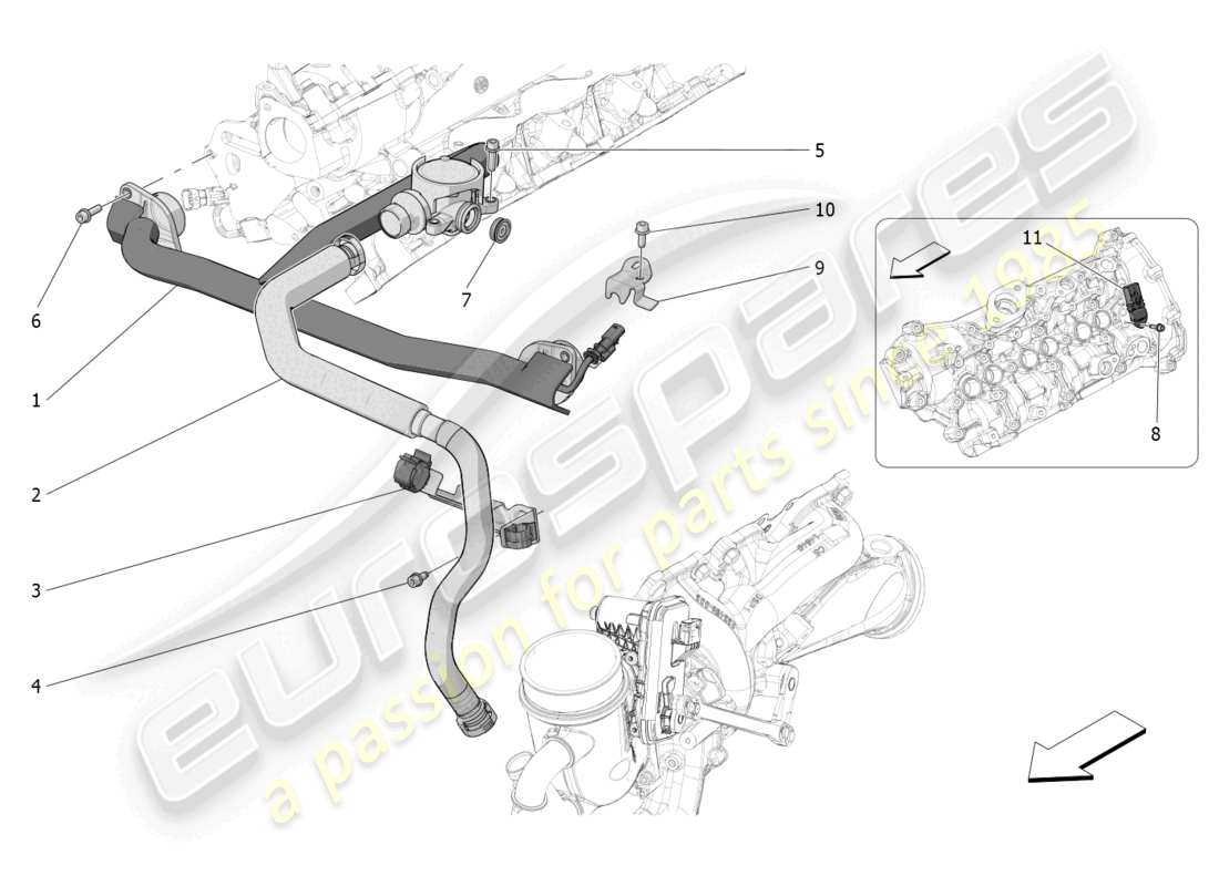 maserati grecale trofeo (2023) sistema de recirculación de vapor de aceite diagrama de piezas