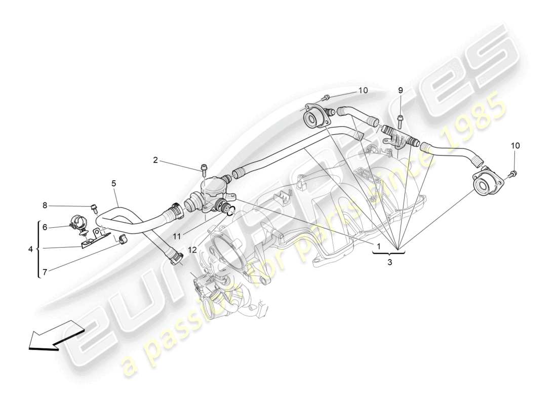maserati levante (2020) sistema de recirculación de vapor de aceite diagrama de piezas
