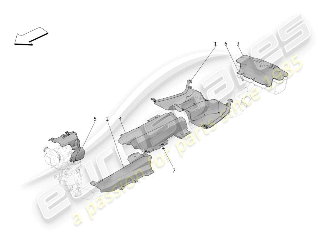 maserati grecale gt (2023) paneles aislantes térmicos diagrama de piezas