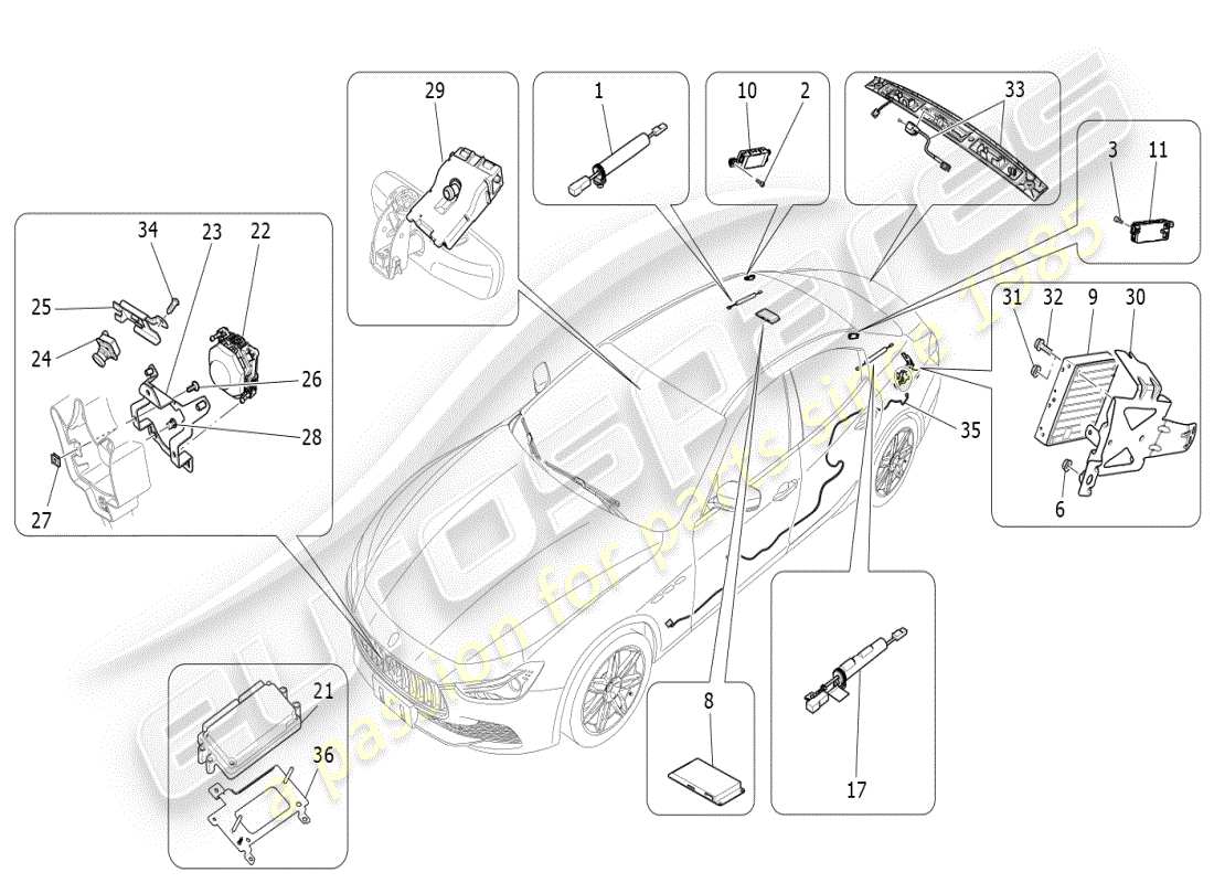 maserati ghibli (2019) sistema de ti diagrama de piezas