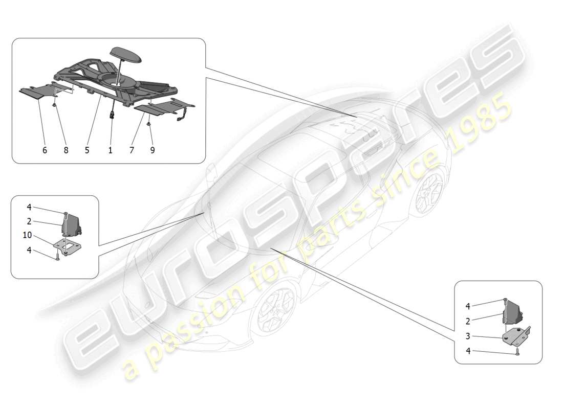 maserati mc20 (2023) diagrama de piezas del sistema de recepción y conexión