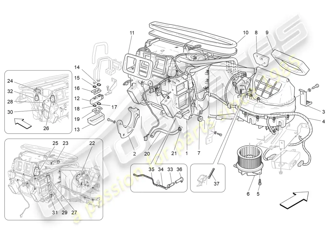 maserati granturismo (2016) unidad de a/c: dispositivos del tablero diagrama de piezas