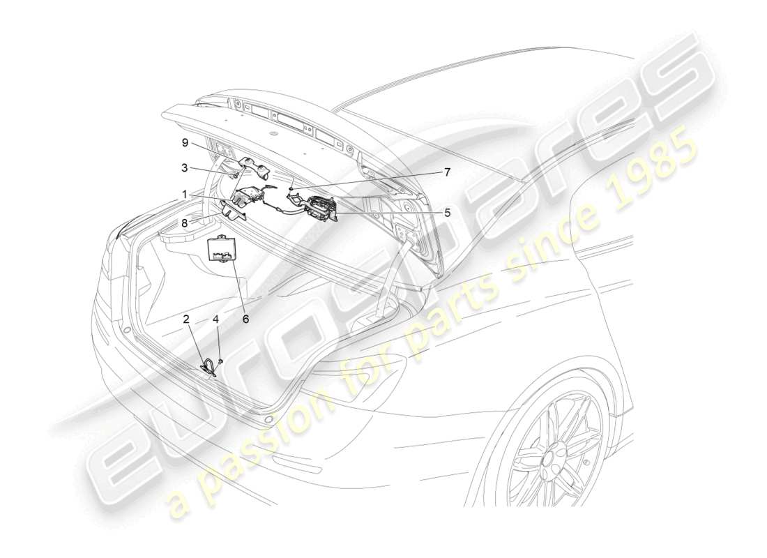 maserati ghibli fragment (2022) diagrama de piezas de control de apertura de la tapa trasera