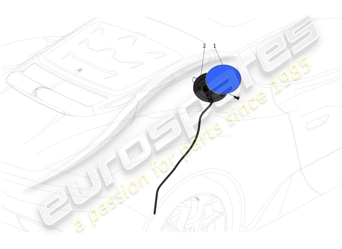 maserati mc20 (2022) diagrama de piezas de controles y puerta del tanque de combustible