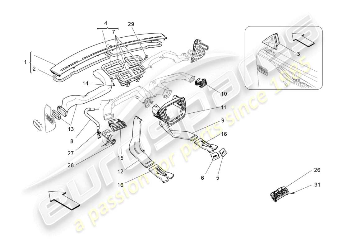 maserati ghibli fragment (2022) unidad de a/c: difusión diagrama de piezas