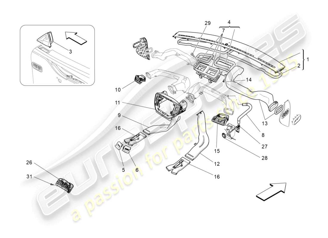 maserati ghibli fragment (2022) unidad de a/c: difusión diagrama de piezas