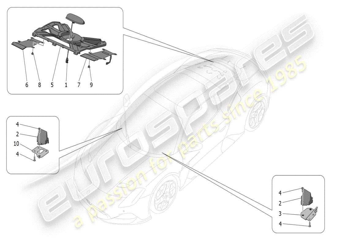maserati mc20 (2024) diagrama de piezas del sistema de recepción y conexión