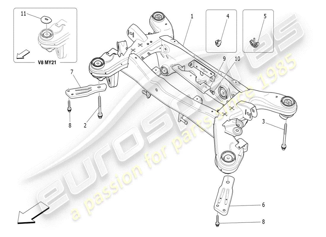 maserati ghibli (2019) chasis trasero diagrama de piezas