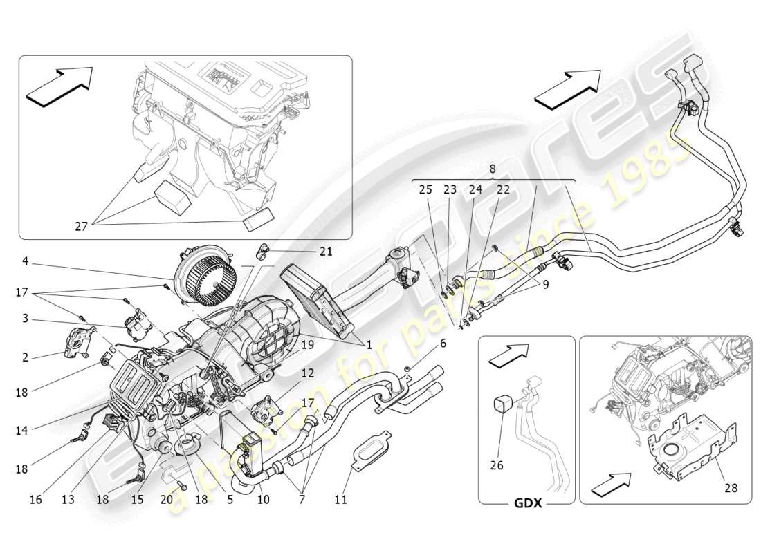 maserati levante modena (2022) unidad de a/c: dispositivos de túnel diagrama de piezas