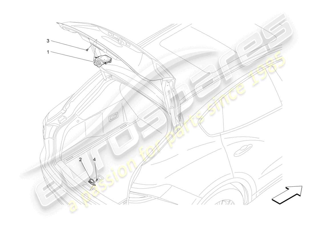 maserati levante tributo (2021) diagrama de piezas del control de apertura de la portón levantadora trasera