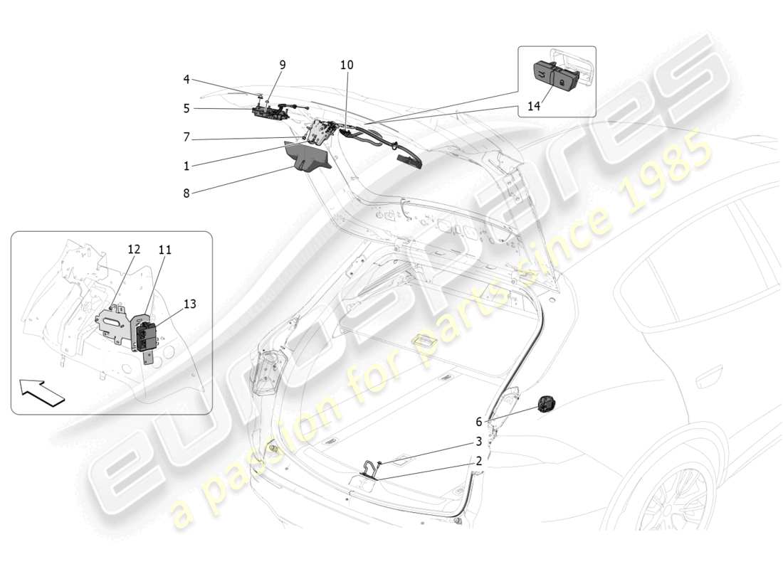 maserati grecale trofeo (2023) rear liftgate opening control diagrama de piezas