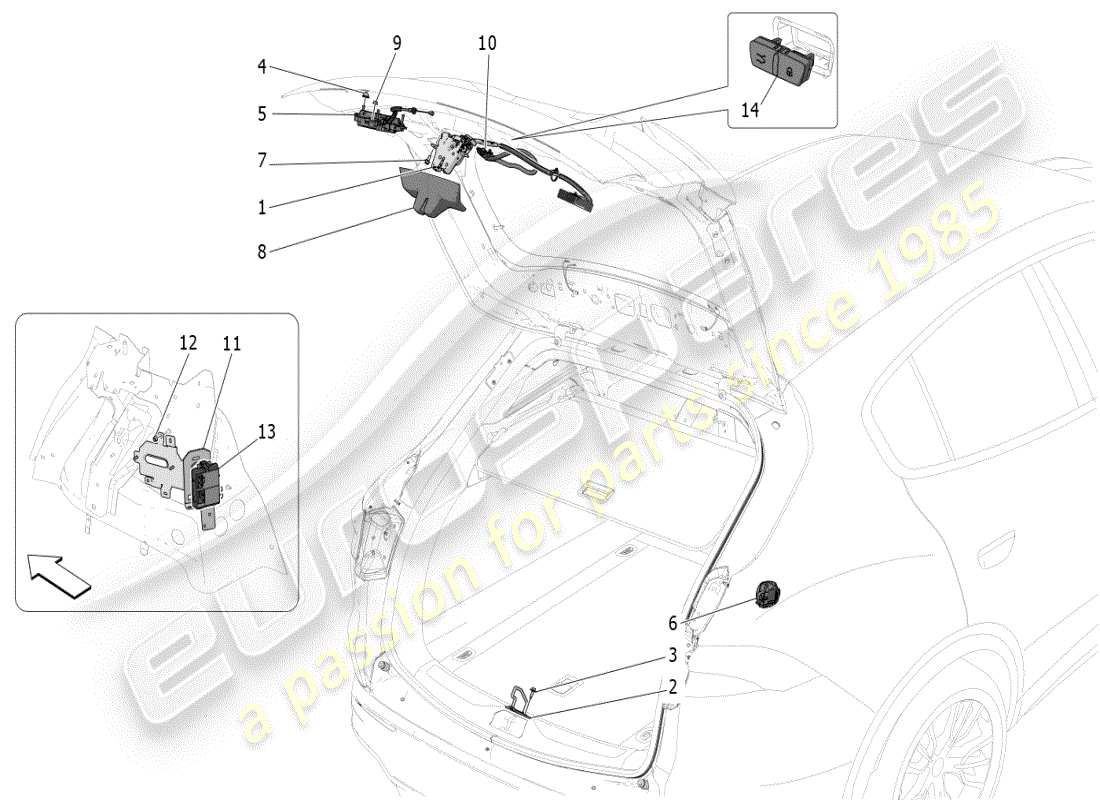 maserati grecale modena (2023) rear liftgate opening control diagrama de piezas