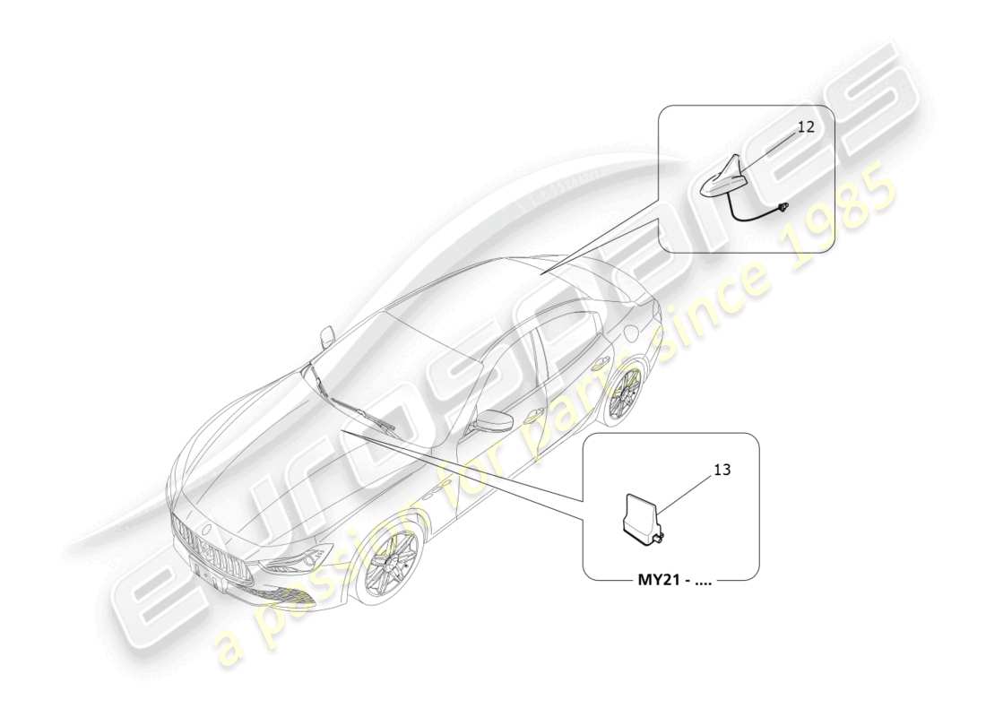 maserati ghibli fragment (2022) diagrama de piezas del sistema de recepción y conexión