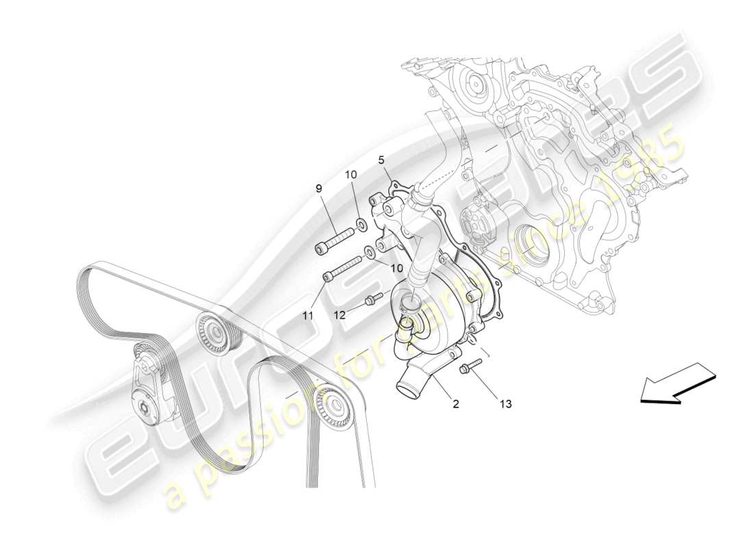 maserati levante modena (2022) sistema de enfriamiento: bomba de agua diagrama de piezas
