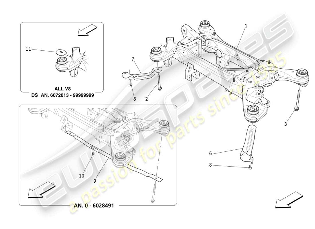 maserati levante tributo (2021) diagrama de piezas del chasis trasero