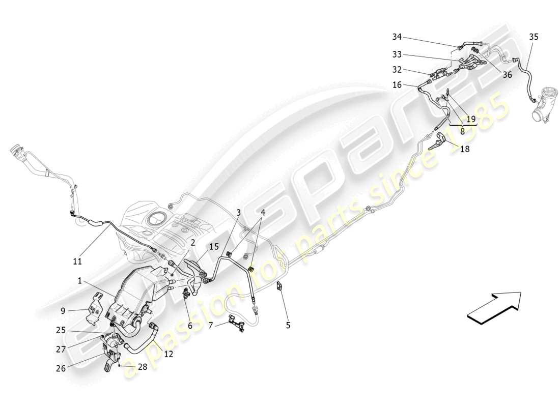 maserati levante trofeo (2020) fuel vapour recirculation system diagrama de piezas
