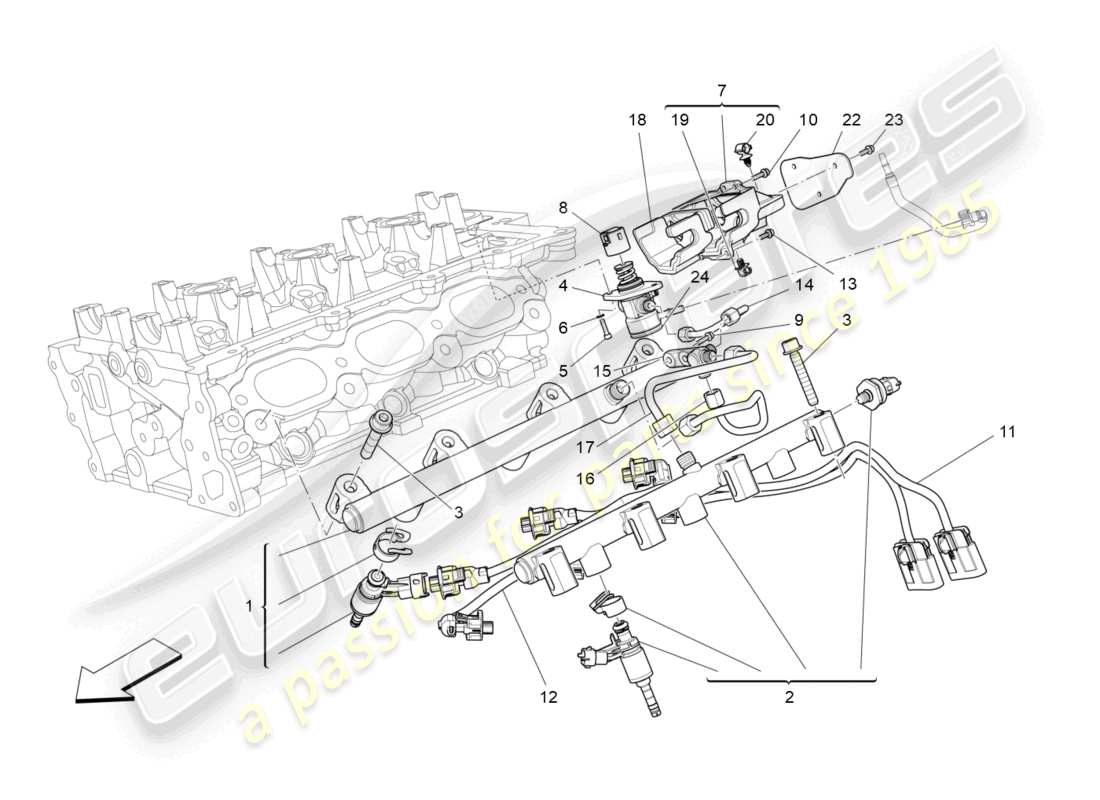 maserati levante modena (2022) diagrama de piezas de bombas de combustible y líneas de conexión