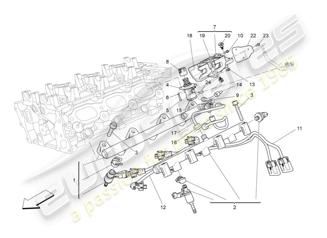 maserati levante tributo (2021) bombas de combustible y líneas de conexión diagrama de piezas