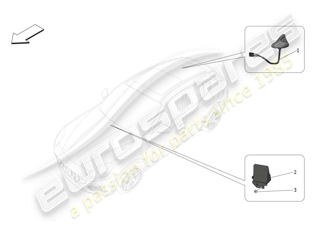 maserati grecale trofeo (2023) diagrama de piezas del sistema de recepción y conexión
