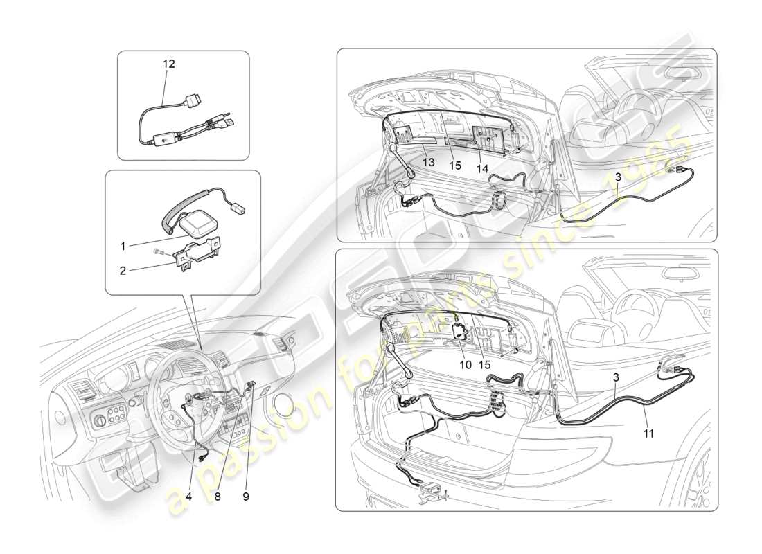 maserati grancabrio mc (2013) diagrama de piezas del sistema de recepción y conexión