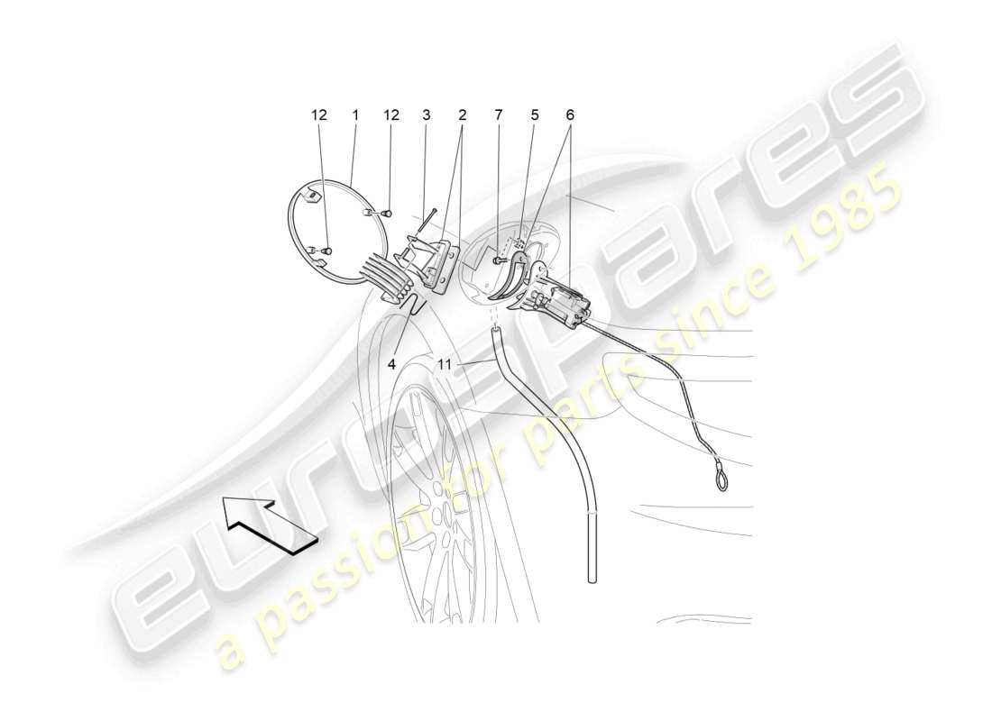 maserati grancabrio mc (2013) diagrama de piezas de controles y puerta del tanque de combustible