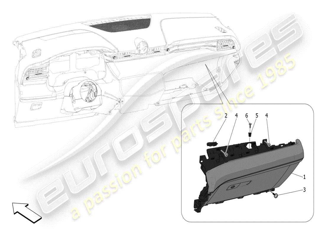 maserati grecale modena (2023) diagrama de piezas de las guanteras