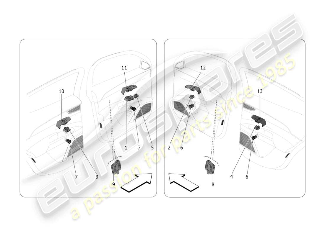 maserati grecale trofeo (2023) dispositivos de puerta diagrama de piezas